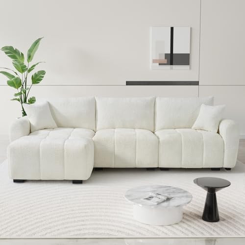 110" L Shaped Modern Boucle Sofa Modular Sectional Cloud Couch with Ottoman, Tufted 4-Seat Deep S... | Amazon (US)