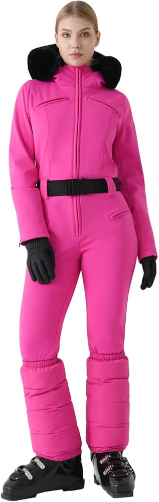 Womens Ski Suit One Piece Snowsuit Slim Insulated Jumpsuit Warm Waterproof Outdoor Sports Outerwe... | Amazon (US)