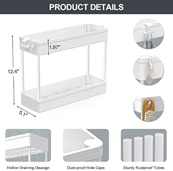 SPACEKEEPER Under Sink Organizers Storage, Bathroom Under Sink Shelf Basket, 2 Tier Bath Organize... | Amazon (US)