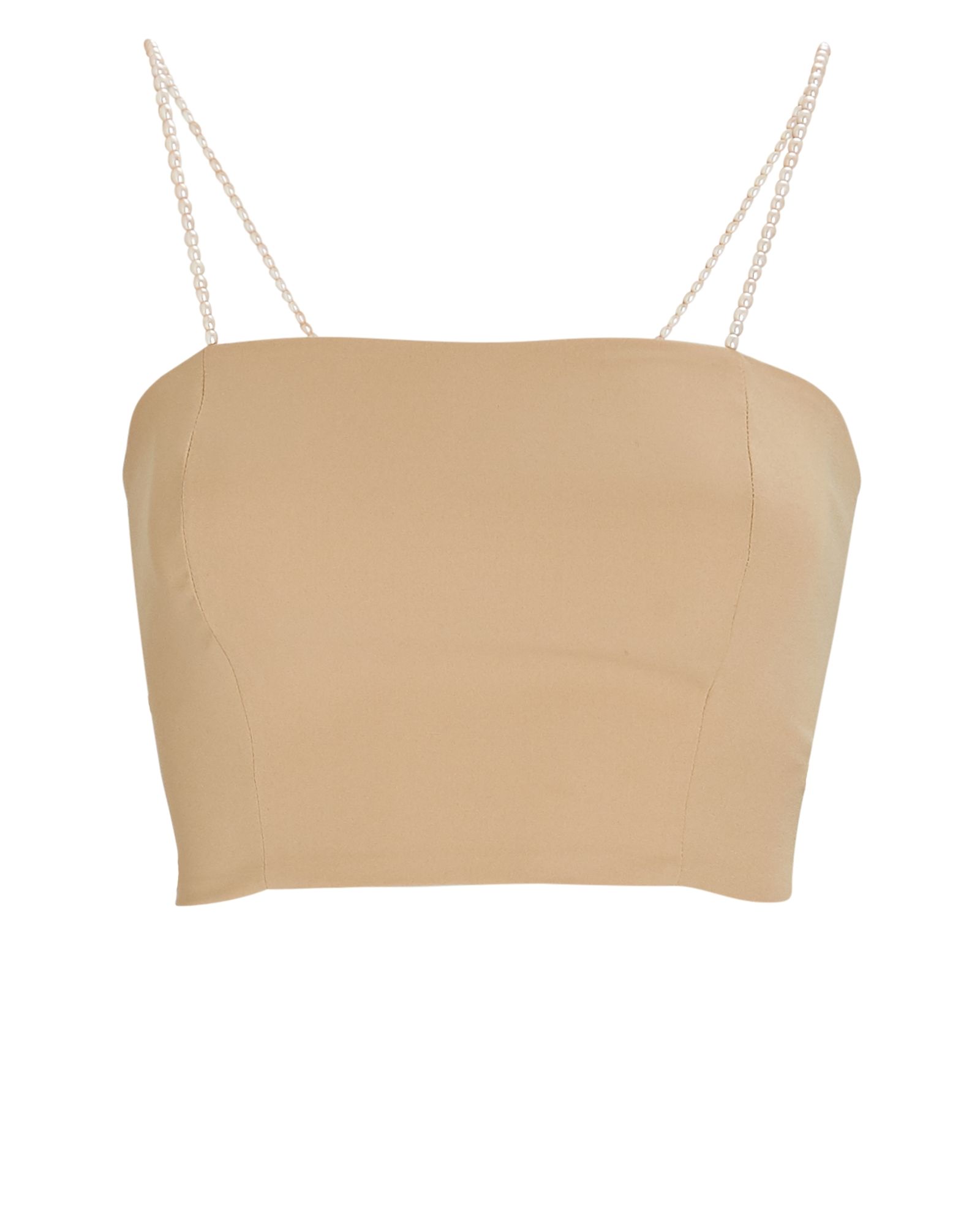 Sara Cristina Marino Pearl Strap Crop Top, Beige S | INTERMIX