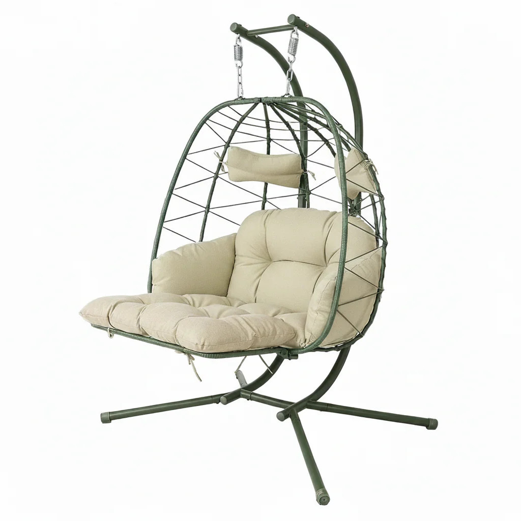 Double Hanging Egg Chair with Stand & Cushions | Shop Simon