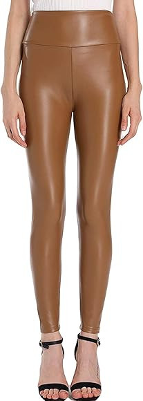 Misaky Womens High Waisted Faux Leather Leggings Stretch High Waisted Tights Pleather Pants | Amazon (US)