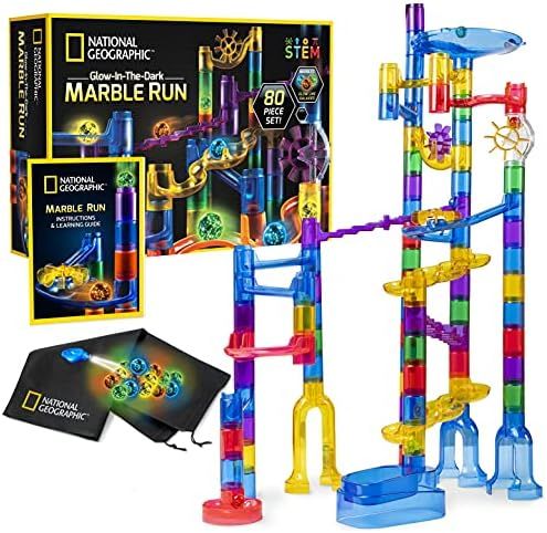 NATIONAL GEOGRAPHIC Glowing Marble Run – 80 Piece Construction Set with 15 Glow in the Dark Gla... | Amazon (US)