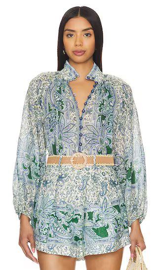 Ottie Billow Blouse in Green Paisley | Revolve Clothing (Global)