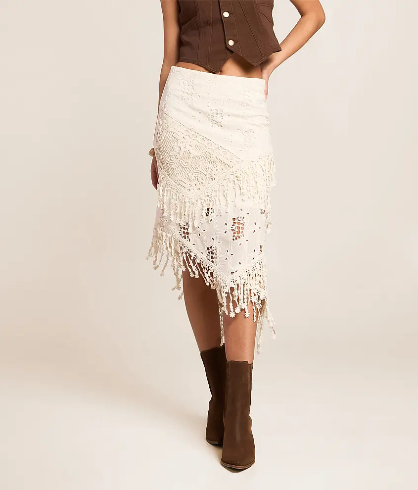 Crochet Asymmetrical Midi Skirt | Buckle