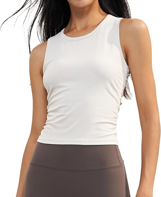 altiland Ribbed High Neck Workout Tank Tops for Woman, Cropped Athletic Shirts for Gym Yoga Exerc... | Amazon (US)