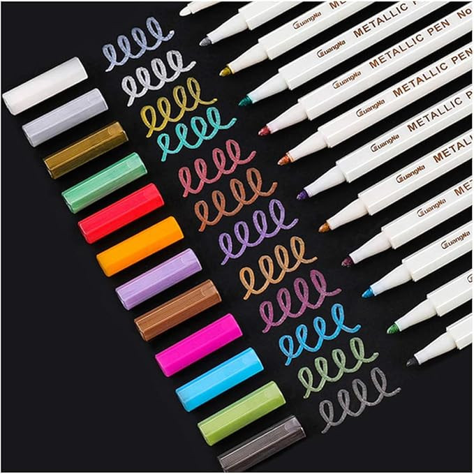 Sunshilor Metallic Markers Fine Point Metallic Marker Pens for Black Paper, Art Rock Painting, Ea... | Amazon (US)