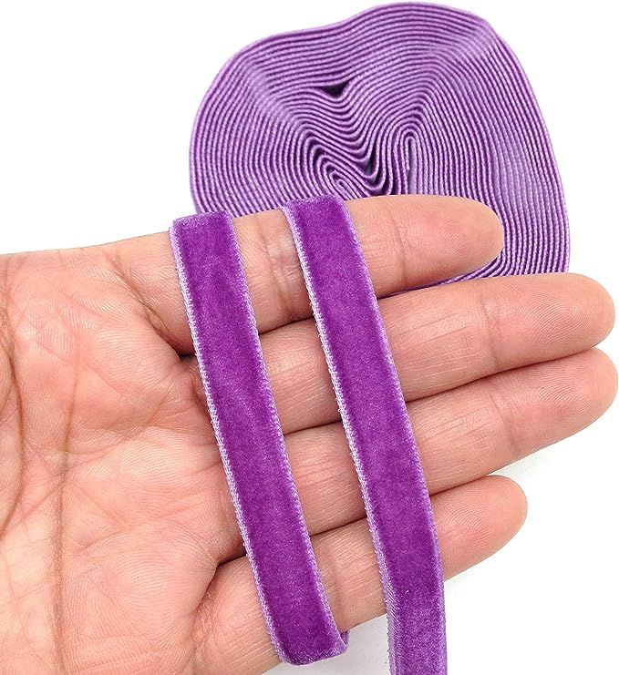 PEPPERLONELY 5 Yards Single Face Velvet Ribbon 10mm (3/8 Inch), Purple | Amazon (US)