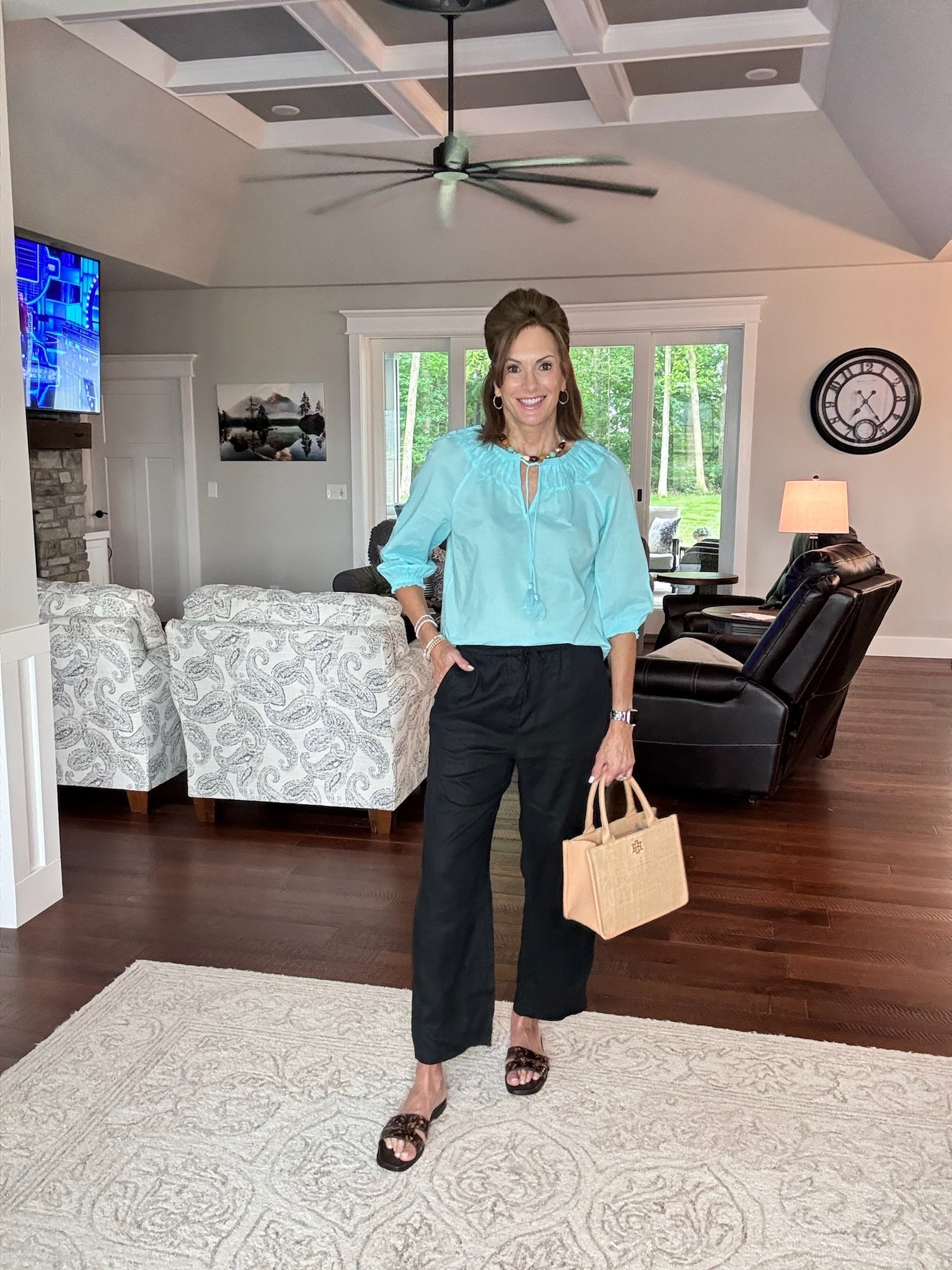 Top - medium 
Linen pants / medium regular 

Vacation 
Workwear 
Elevated casual
Outfit inspo 
Summer style
Ageless style

#LTKSeasonal #LTKTall #LTKootd