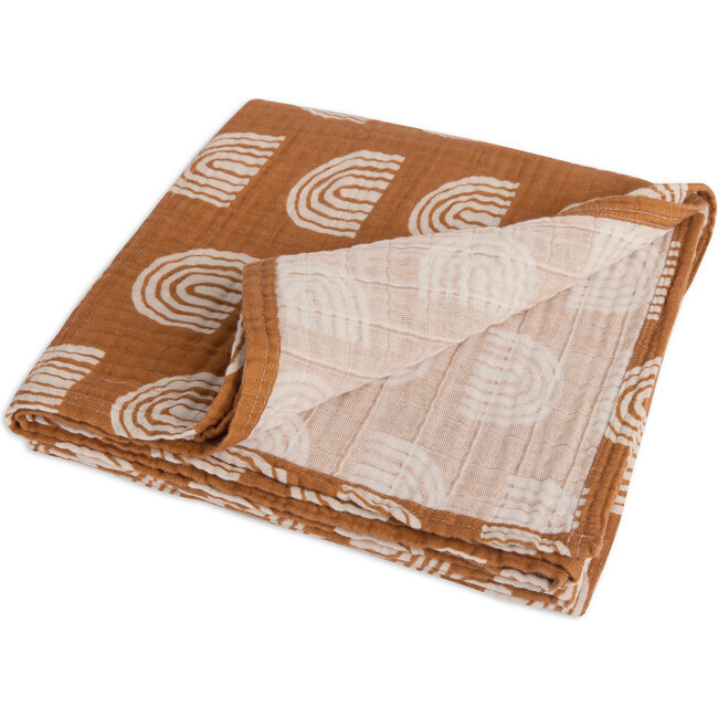 Swaddles | Organic Muslin Cotton Swaddle, Terracotta Rainbow Babyletto | Organic Cotton | Maisonette | Maisonette