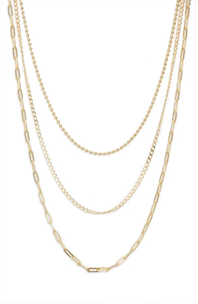 Argento Vivo Sterling Silver Three-Row Layered Chain Necklace | Nordstrom | Nordstrom