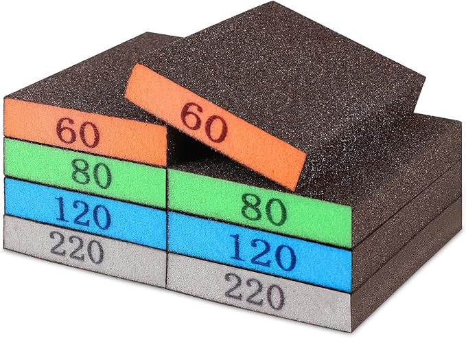 Romeda 8-Pack Sandpaper Block, Four Grits Per Pack 60/80/120/220, Washable and Reusable Handmade ... | Amazon (US)