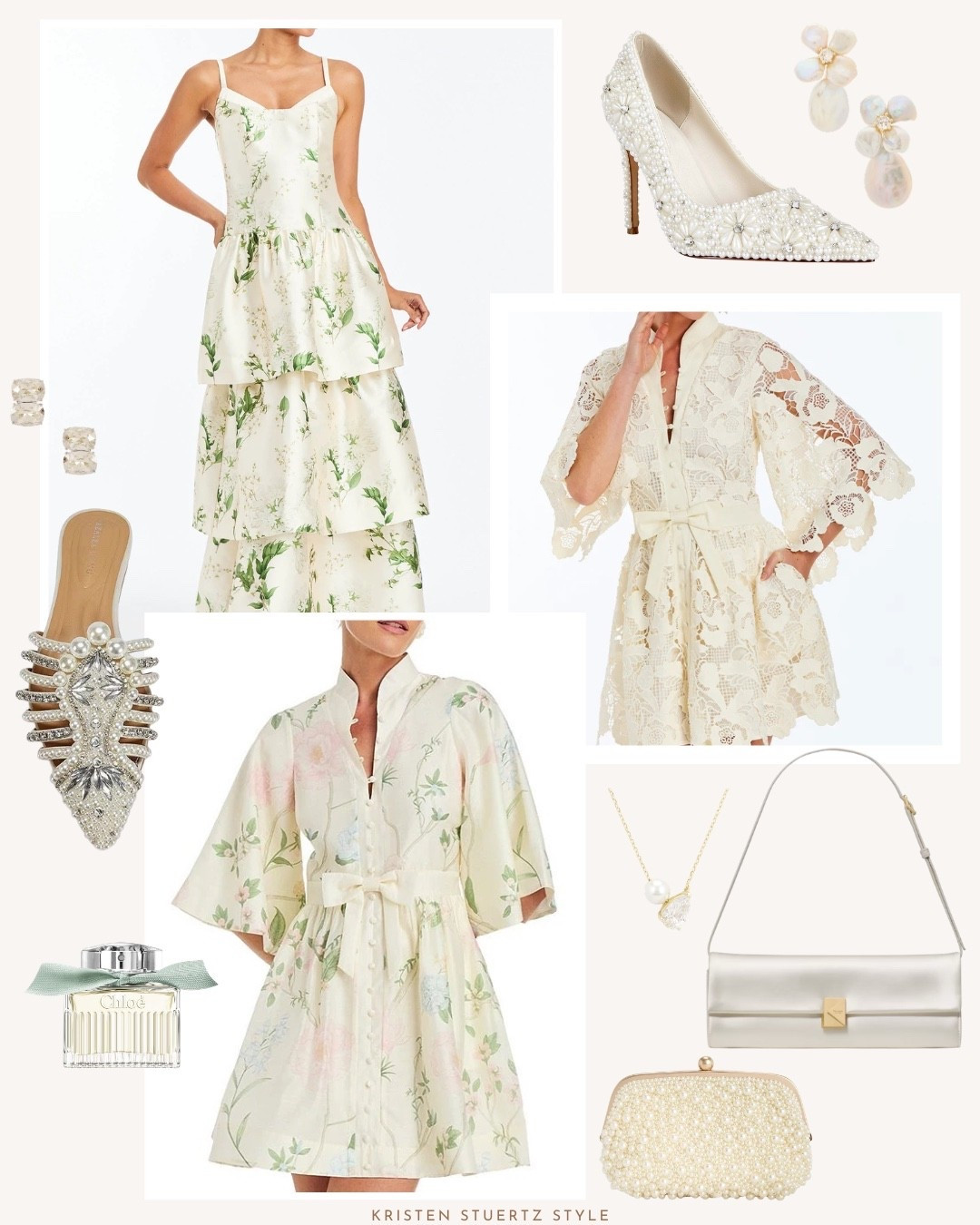 This bridal collection includes floral dresses, sequin flats, white pearl pumps, delicate accessories, handbags, and fragrance for the spring and summer bride.

#date night outfits #spring outfits 2026 #spring dresses #easter dress women #vacation outfits beach #ltkshoecrush #bridal #dresses #seasonal

@ltk 

#LTKOver40 #LTKWedding #LTKTall