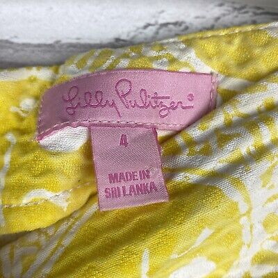 Lilly Pulitzer Womens Shorts Liza Flat Front Bottoms Yellow White Cotton Size 4 | eBay US