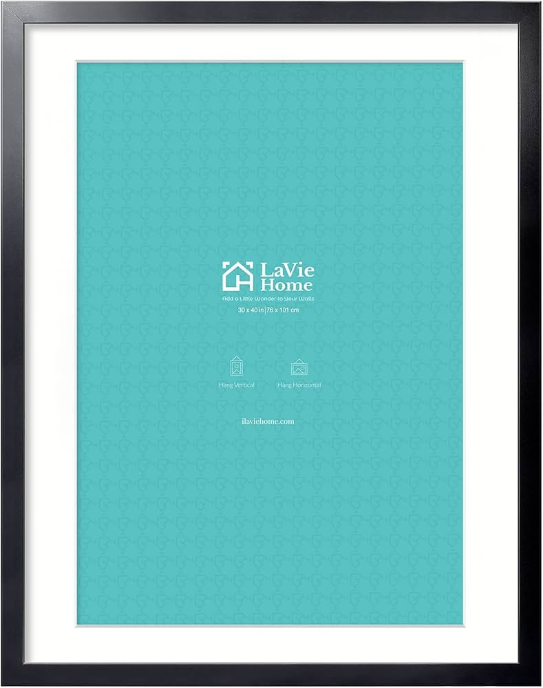 LaVie Home 30x40 Poster Frame Black, Display Pictures 24x36 with Mat or 30x40 Without Mat, Stable... | Amazon (US)