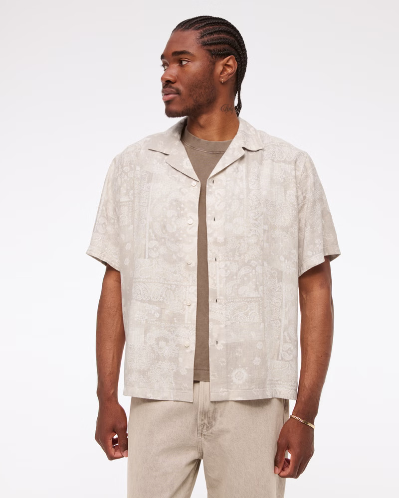 Camp Collar Summer Linen-Blend Shirt | Abercrombie & Fitch (US)
