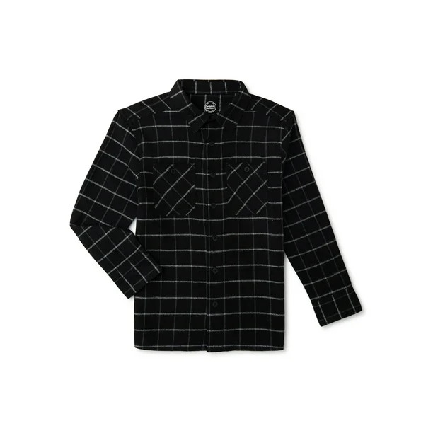 Wonder Nation Boys Long Sleeve Flannel Shirt, Sizes 4-18 & Husky - Walmart.com | Walmart (US)