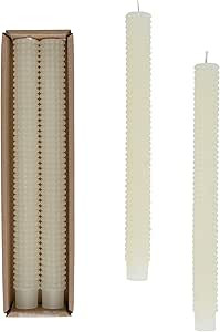 Creative Co-Op Unscented Hobnail Taper Box, Set of 2, Cream Candles, 1" L x 1" W x 10" H | Amazon (US)