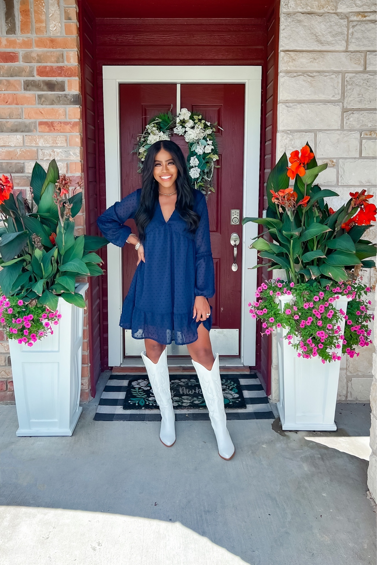 Dress: Wearing a size small and it is double lined. • Boots fit tts

#LTKwedding #LTKstyletip #LTKSeasonal