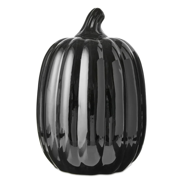 Way To Celebrate Pumpkin Decor . Black Light up  Ceramic Pumpkin 10.5"H | Walmart (US)