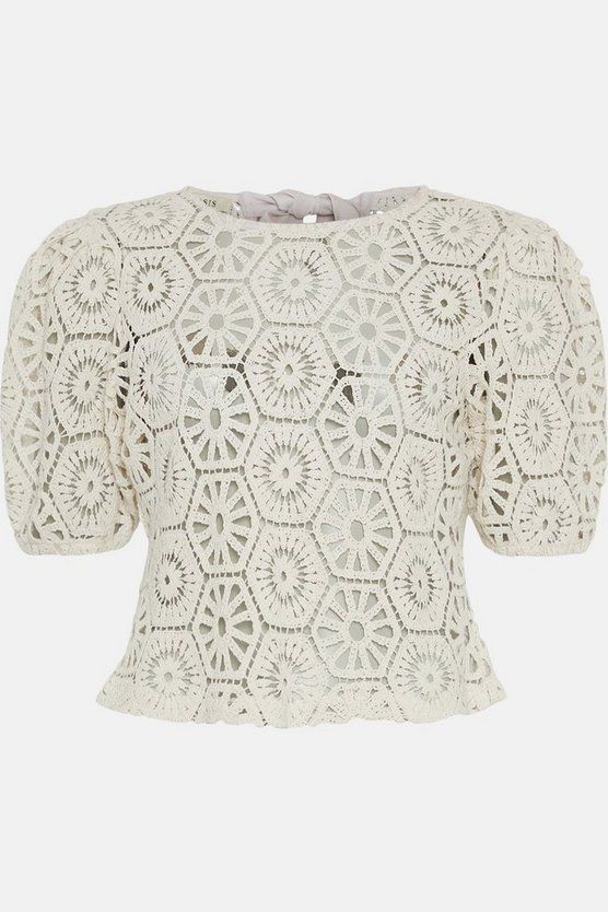 Rachel Stevens Embroidered Lace Tie Back Top | Oasis UK & IE 
