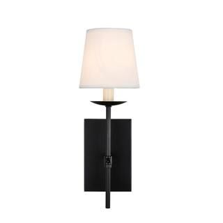 Timeless Home Ellie 4.5 in. W x 14 in. H 1-Light Black and White Shade Wall Sconce | The Home Depot