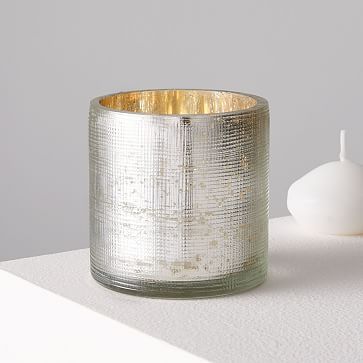 Crosshatch Textured Mercury Candleholders | West Elm (US)