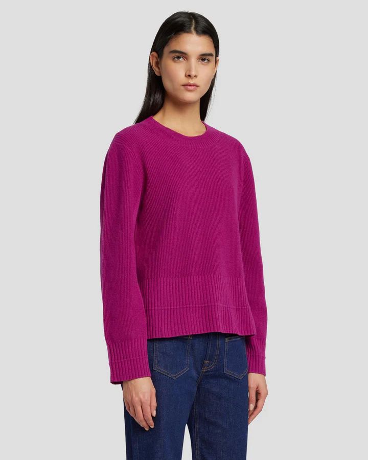 Cashmere Crewneck Sweater in Raspberry | 7 For All Mankind