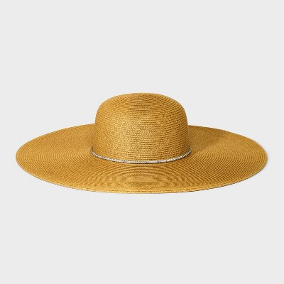 Straw Embellished Floppy Hat - A New Day™ Natural/Silver S/M | Target