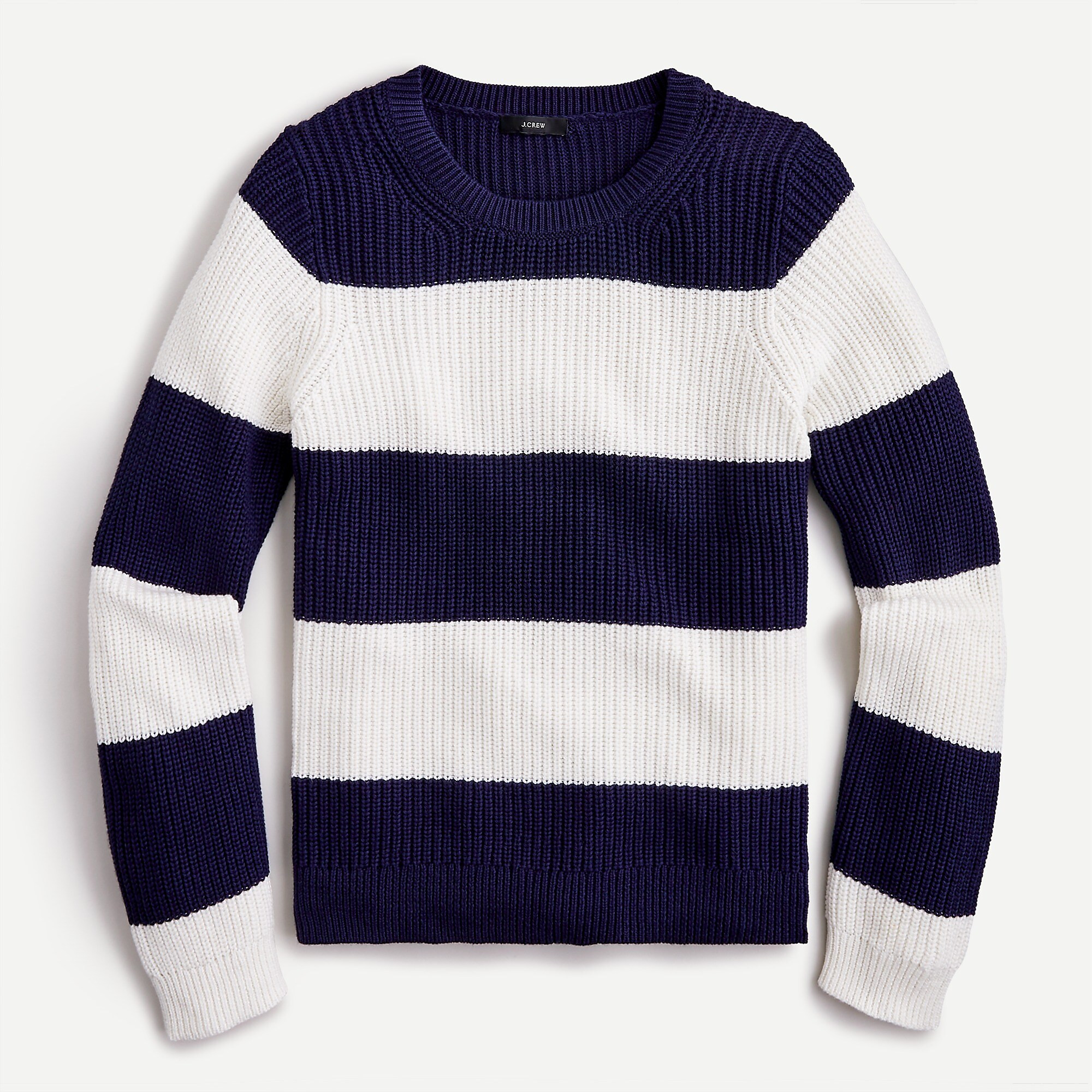 Fisherman crewneck sweater in striped cotton-cashmere | J. Crew US