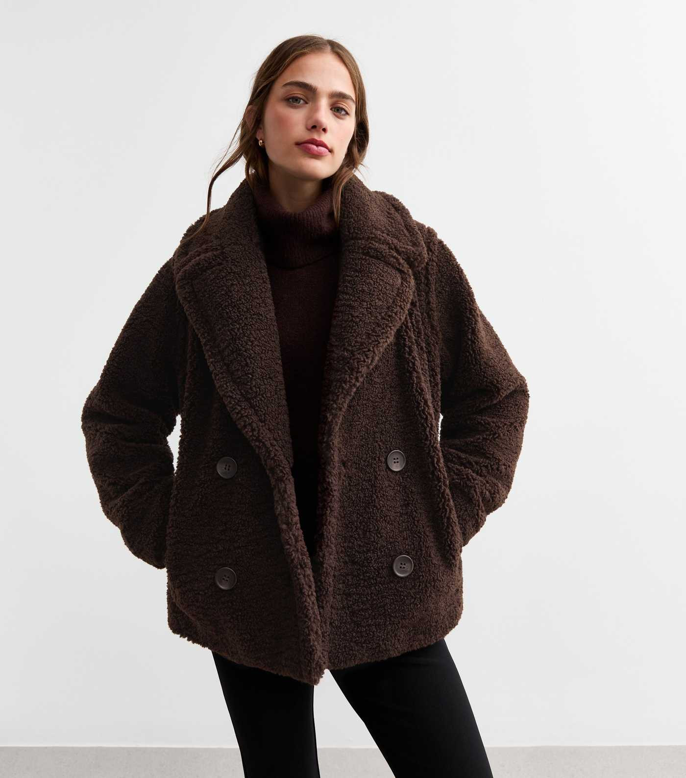 Brown Short Borg Coat
						
						Add to Saved Items
						Remove from Saved Items | New Look (UK)