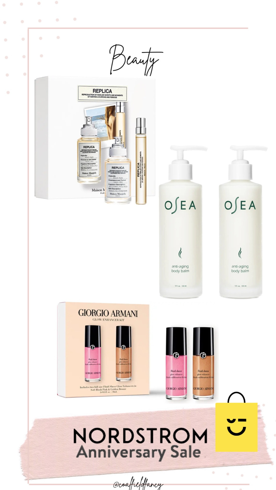 Nordstrom Anniversary Beauty
Osea 
Giorgio Armani
Replica Fragrance

#LTKxNSale #LTKbeauty