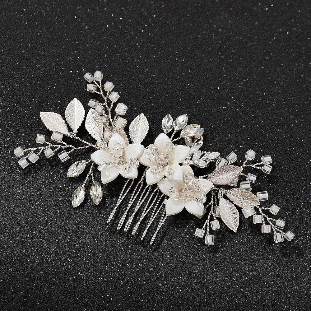 SWEETV Wedding Hair Comb Clip Bridal Crystal Wedding Hair Accessories for Brides and Bridesmaid, ... | Amazon (US)