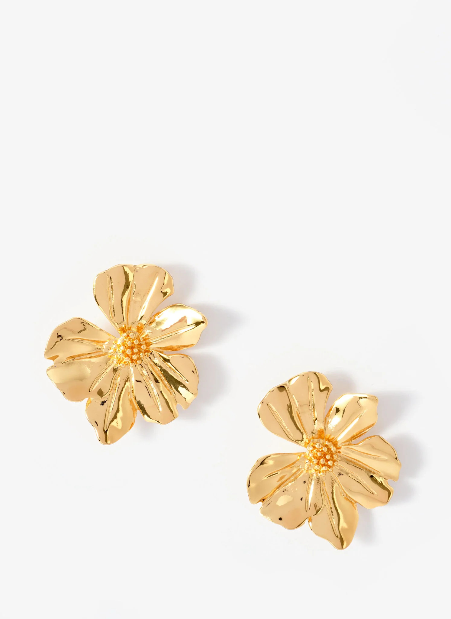 Gold Tone Statement Flower Earrings | Mint Velvet