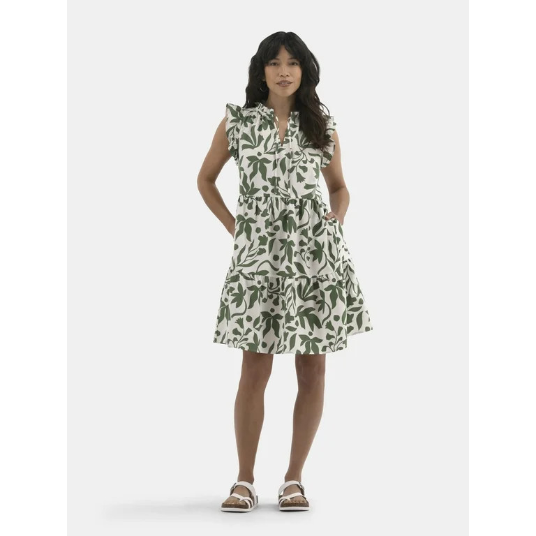 Time and Tru Women's Flutter Sleeve Mini Dress, Sizes XS-XXXL | Walmart (US)