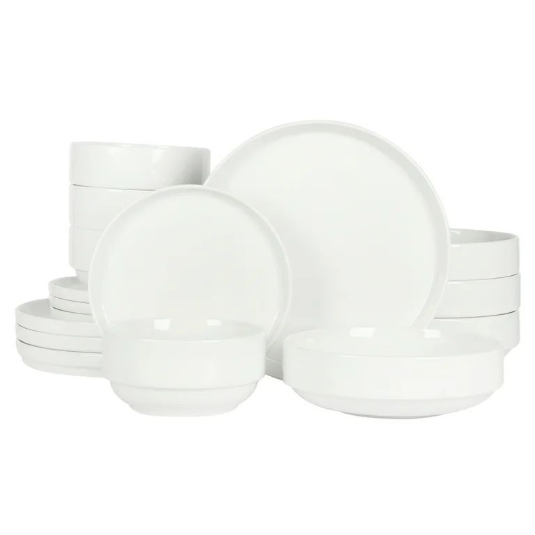 Gibson Home Rothenberg 16-Piece White Fine Ceramic Dinnerware Set | Walmart (US)