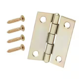 Everbilt 1-1/2 in. Satin Brass Non-Removable Pin Narrow Utility Hinge (2-Pack) 29007 - The Home D... | The Home Depot
