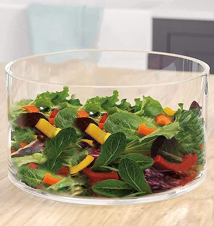 Large Glass Salad Bowl - Microwave & Dishwasher Safe - Centerpiece Serving Bowl - Mixing and Serv... | Amazon (US)