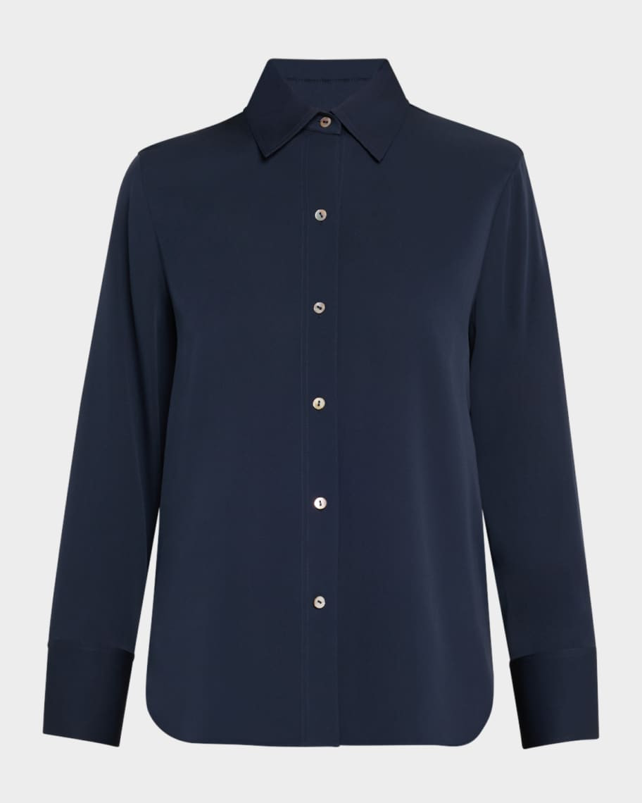 Vince Classic Button-Front Blouse | Neiman Marcus