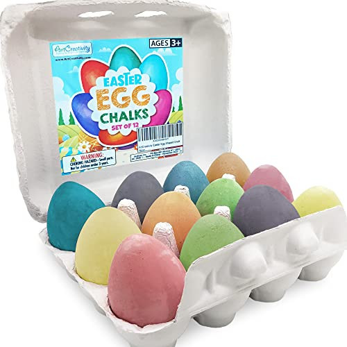 ArtCreativity Colorful Easter Sidewalk Chalk Egg for Kids Boys Girls (Pack of 12), Chalk for Toddlers, Easter Basket Stuffers Gifts Fillers & Party Favors, Easter Party Supplies & Goodie Bag Fillers | Amazon (US)