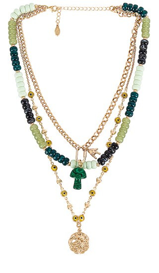 Green Scene Layered Necklace in Green | Revolve Clothing (Global)
