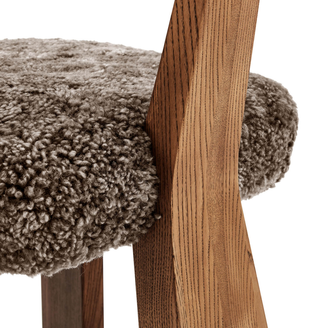 Giraffe Genuine Sheepskin Upholstered Wood Dining Chair with Three Legs | Eternity Modern