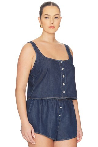 Denim Button Front Tank Top in Indigo1187 | Revolve Clothing (Global)
