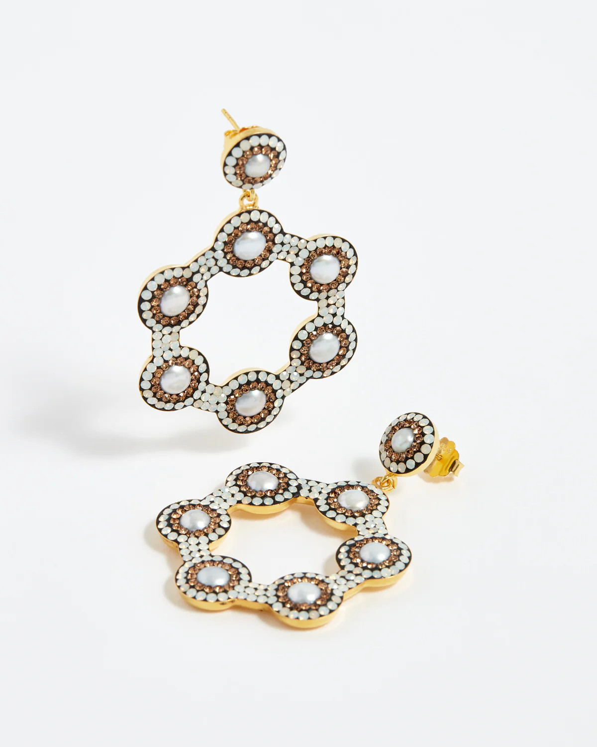 Opal Crystal Pearl Mini Hoop Earrings | Soru Jewellery