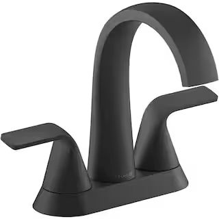 KOHLER Cursiva 4 in. Centerset 2-Handle Bathroom Faucet in Matte Black K-R30578-4D-BL - The Home ... | The Home Depot