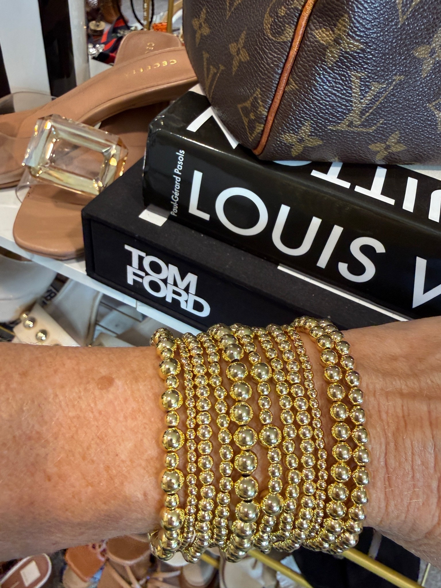 Great gift idea

Gold beaded bracelet set
(I am wearing two sets) 

Affordable and so comfortable and stretchy