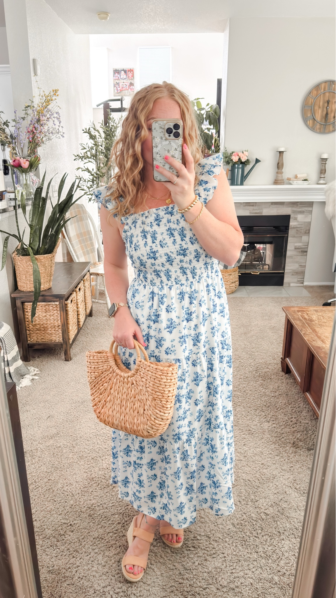 Blue and white floral dress with straw handbag and sandals 





Amazon outfits every outfit inspo, outfit ideas, casual outfits amazon, amazon outfits every day, spring outfits 2026, summer outfits, summer dress, floral dress, baby shower dress,  bridal shower dress, graduation dress 

#LTKSaleAlert #LTKSeasonal #LTKPetite