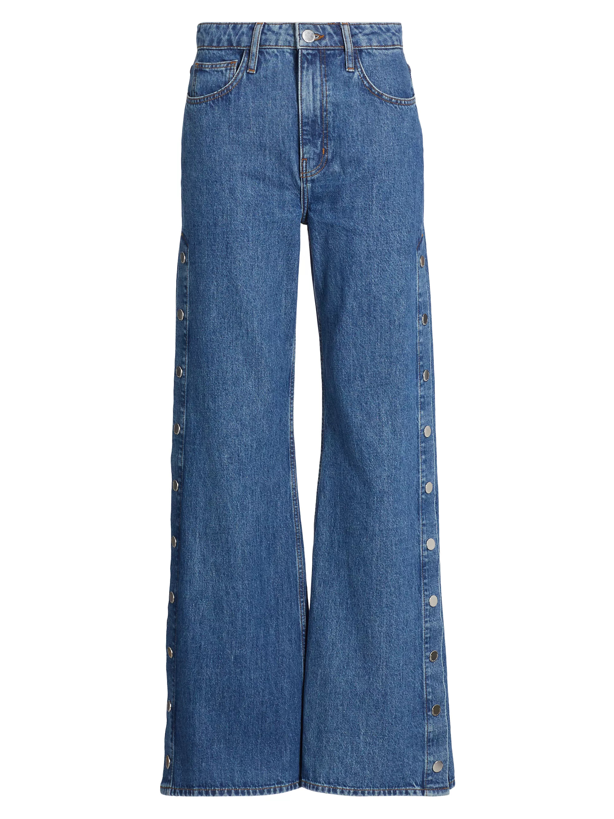 Nolan Side-Snap Wide-Leg Jeans | Saks Fifth Avenue