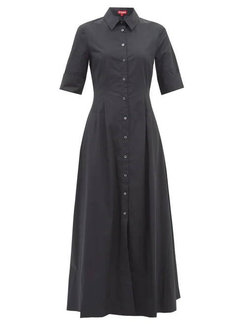 Staud - Joan Cotton-blend Shirt Dress - Womens - Black | Matches (US)