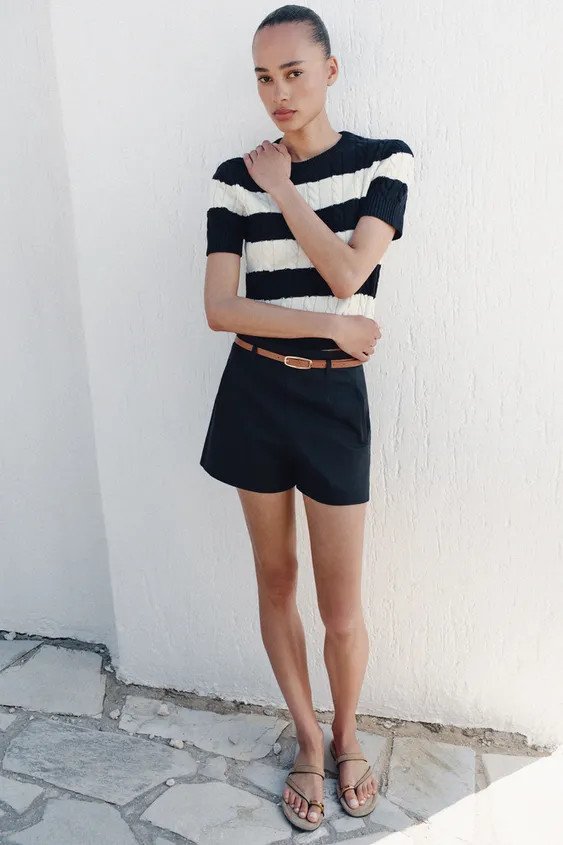 HIGH-WAIST BERMUDA SHORTS WITH BELT | Zara UK